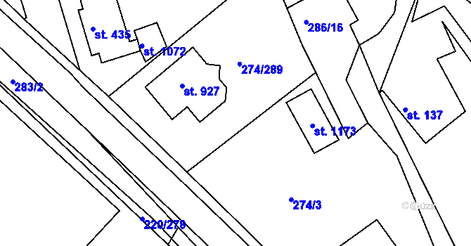 Parcela st. 274/302 v KÚ Luka nad Jihlavou, Katastrální mapa