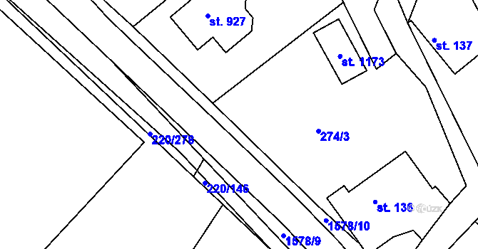 Parcela st. 274/303 v KÚ Luka nad Jihlavou, Katastrální mapa