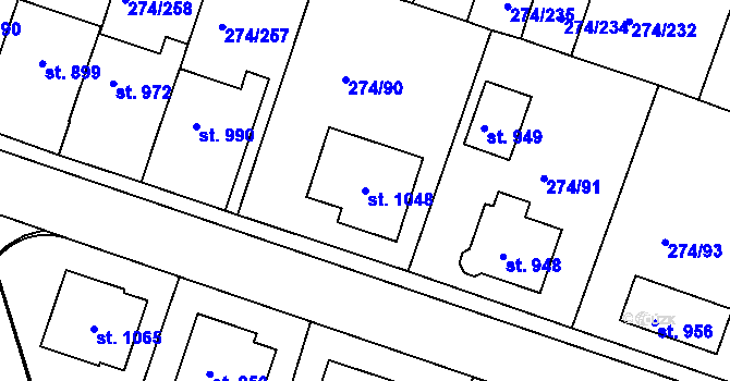 Parcela st. 1048 v KÚ Luka nad Jihlavou, Katastrální mapa