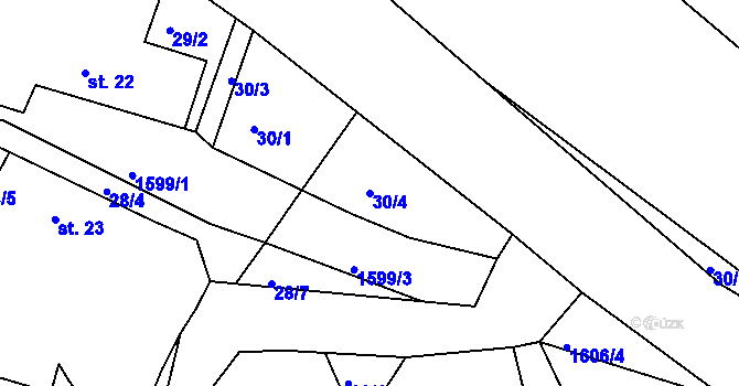 Parcela st. 30/4 v KÚ Luka nad Jihlavou, Katastrální mapa