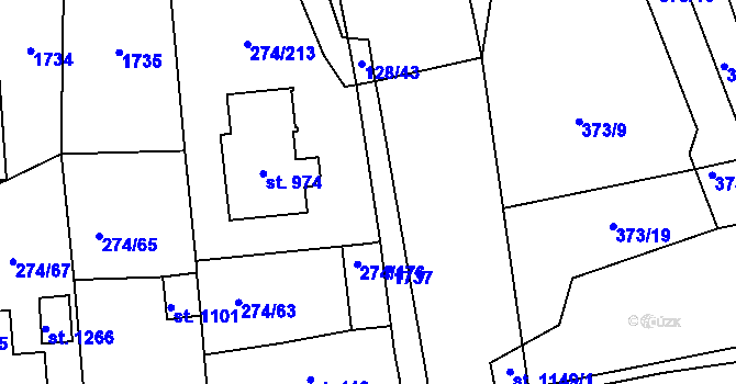 Parcela st. 274/305 v KÚ Luka nad Jihlavou, Katastrální mapa