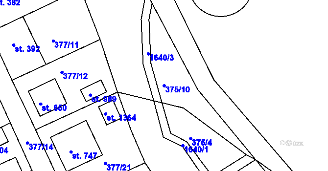 Parcela st. 375/10 v KÚ Luka nad Jihlavou, Katastrální mapa