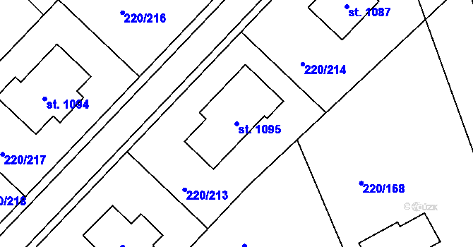 Parcela st. 1095 v KÚ Luka nad Jihlavou, Katastrální mapa
