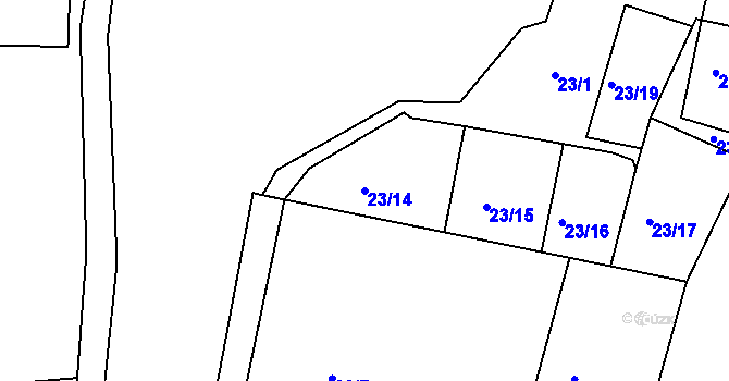Parcela st. 23/14 v KÚ Luka nad Jihlavou, Katastrální mapa