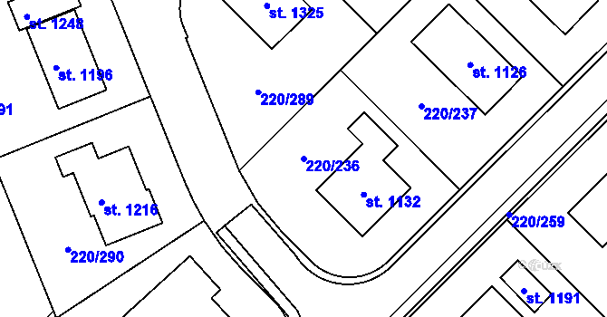 Parcela st. 220/236 v KÚ Luka nad Jihlavou, Katastrální mapa