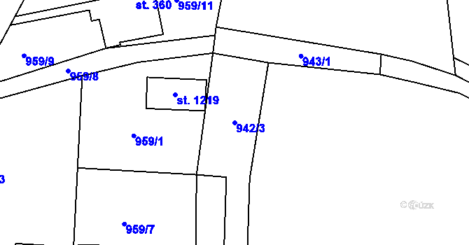 Parcela st. 942/3 v KÚ Luka nad Jihlavou, Katastrální mapa