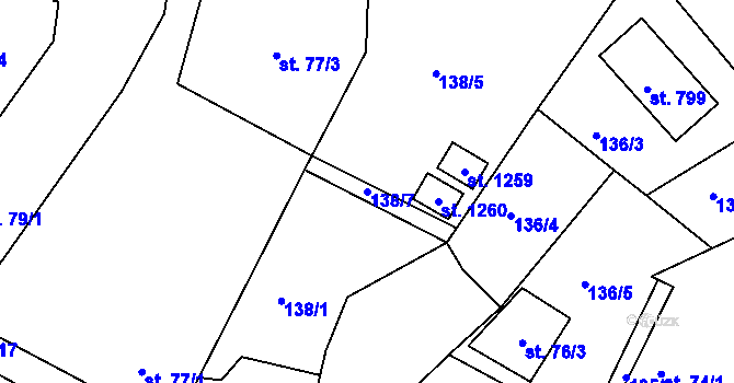 Parcela st. 138/7 v KÚ Luka nad Jihlavou, Katastrální mapa