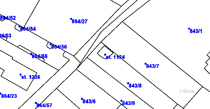 Parcela st. 1124 v KÚ Luka nad Jihlavou, Katastrální mapa
