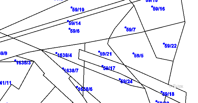 Parcela st. 59/21 v KÚ Luka nad Jihlavou, Katastrální mapa