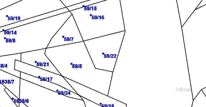 Parcela st. 59/22 v KÚ Luka nad Jihlavou, Katastrální mapa
