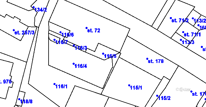 Parcela st. 116/5 v KÚ Luka nad Jihlavou, Katastrální mapa