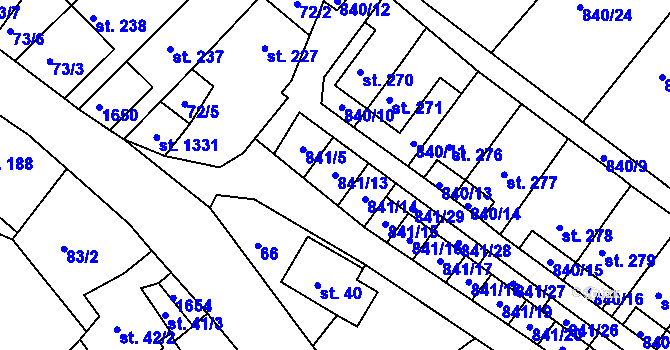 Parcela st. 841/13 v KÚ Luka nad Jihlavou, Katastrální mapa