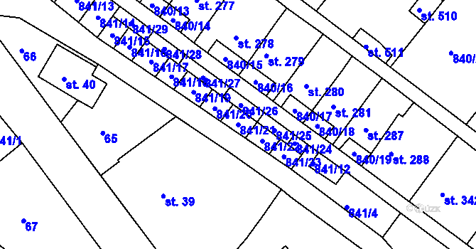 Parcela st. 841/21 v KÚ Luka nad Jihlavou, Katastrální mapa