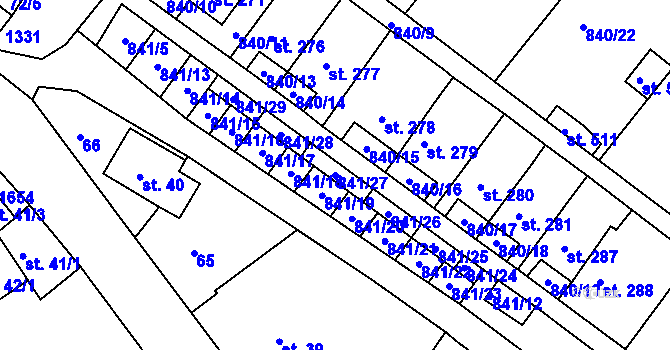 Parcela st. 841/27 v KÚ Luka nad Jihlavou, Katastrální mapa