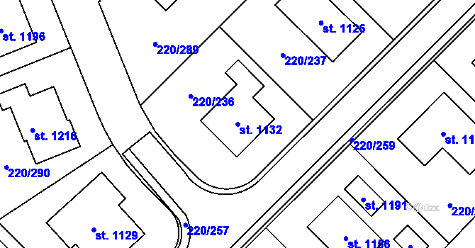 Parcela st. 1132 v KÚ Luka nad Jihlavou, Katastrální mapa
