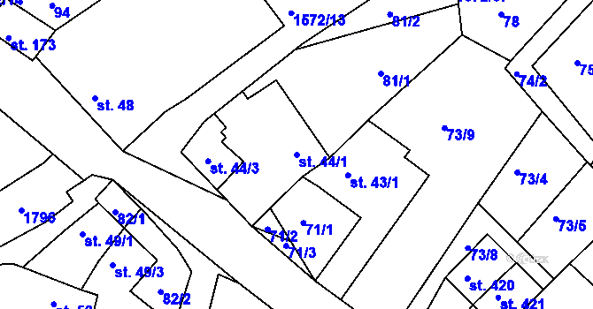 Parcela st. 44/1 v KÚ Luka nad Jihlavou, Katastrální mapa