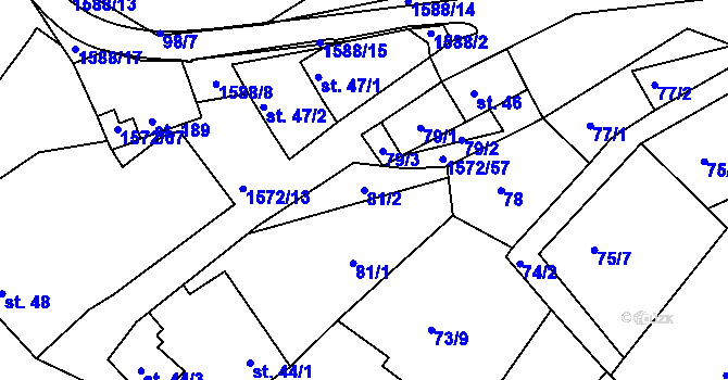 Parcela st. 81/2 v KÚ Luka nad Jihlavou, Katastrální mapa