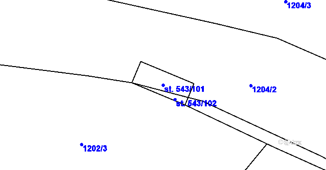 Parcela st. 543/101 v KÚ Luka nad Jihlavou, Katastrální mapa