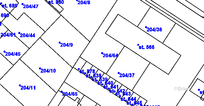 Parcela st. 204/64 v KÚ Luka nad Jihlavou, Katastrální mapa