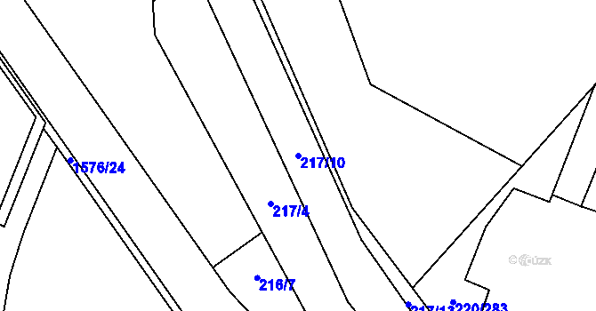 Parcela st. 217/10 v KÚ Luka nad Jihlavou, Katastrální mapa