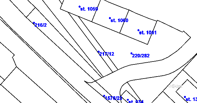 Parcela st. 217/12 v KÚ Luka nad Jihlavou, Katastrální mapa