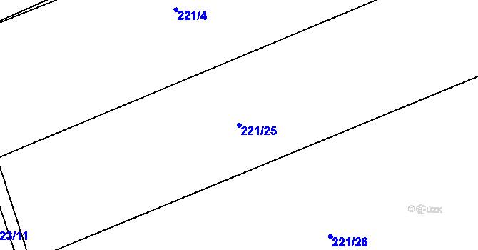 Parcela st. 221/25 v KÚ Luka nad Jihlavou, Katastrální mapa