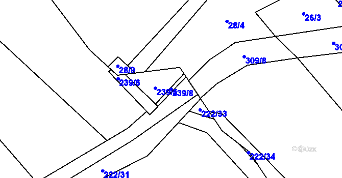 Parcela st. 239/8 v KÚ Luka nad Jihlavou, Katastrální mapa