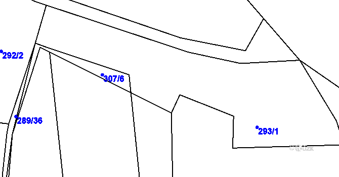Parcela st. 293/3 v KÚ Luka nad Jihlavou, Katastrální mapa