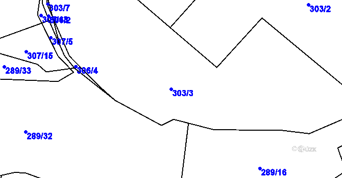 Parcela st. 303/3 v KÚ Luka nad Jihlavou, Katastrální mapa