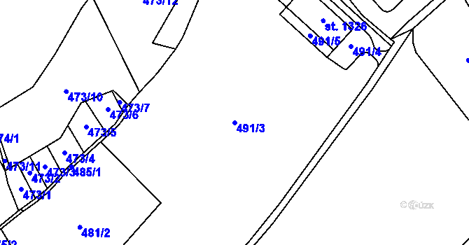 Parcela st. 491/3 v KÚ Luka nad Jihlavou, Katastrální mapa