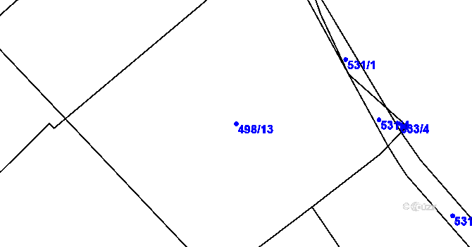 Parcela st. 498/13 v KÚ Luka nad Jihlavou, Katastrální mapa
