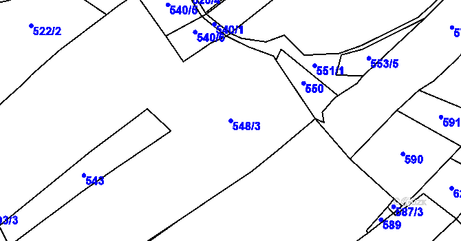 Parcela st. 548/3 v KÚ Luka nad Jihlavou, Katastrální mapa