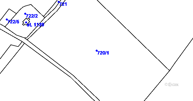 Parcela st. 720/1 v KÚ Luka nad Jihlavou, Katastrální mapa