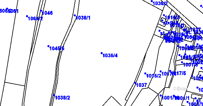 Parcela st. 1036/4 v KÚ Luka nad Jihlavou, Katastrální mapa