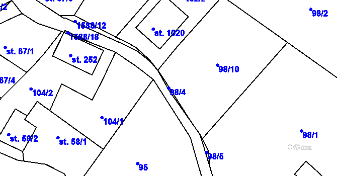Parcela st. 98/4 v KÚ Luka nad Jihlavou, Katastrální mapa
