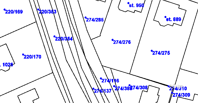 Parcela st. 274/319 v KÚ Luka nad Jihlavou, Katastrální mapa