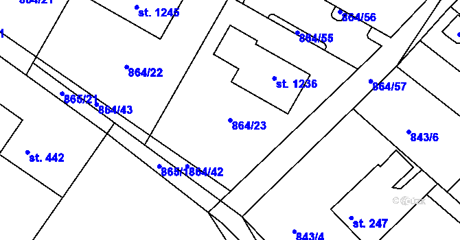 Parcela st. 864/23 v KÚ Luka nad Jihlavou, Katastrální mapa