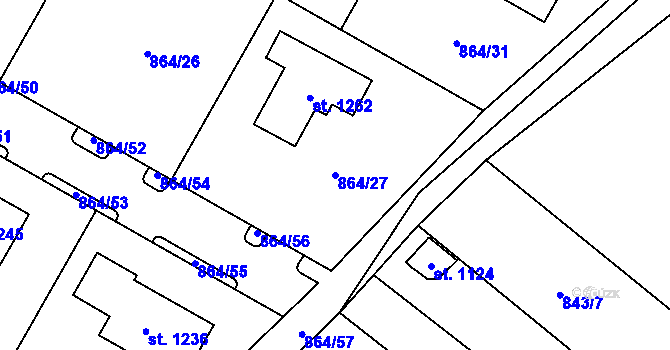 Parcela st. 864/27 v KÚ Luka nad Jihlavou, Katastrální mapa