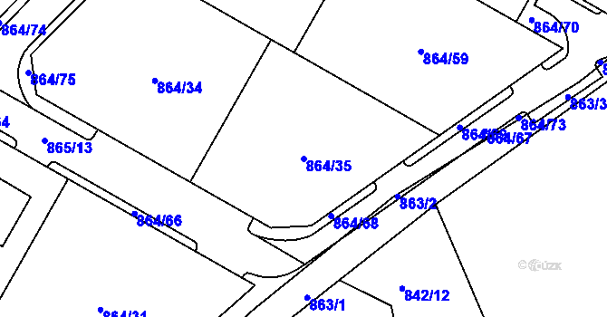 Parcela st. 864/35 v KÚ Luka nad Jihlavou, Katastrální mapa