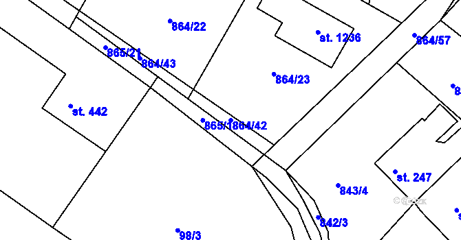 Parcela st. 864/42 v KÚ Luka nad Jihlavou, Katastrální mapa