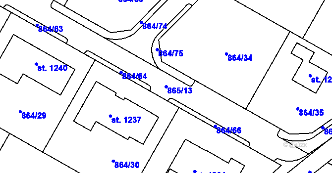 Parcela st. 865/13 v KÚ Luka nad Jihlavou, Katastrální mapa