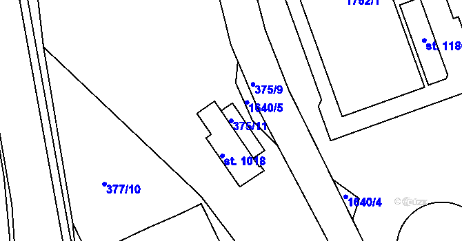 Parcela st. 375/11 v KÚ Luka nad Jihlavou, Katastrální mapa