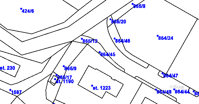 Parcela st. 864/45 v KÚ Luka nad Jihlavou, Katastrální mapa