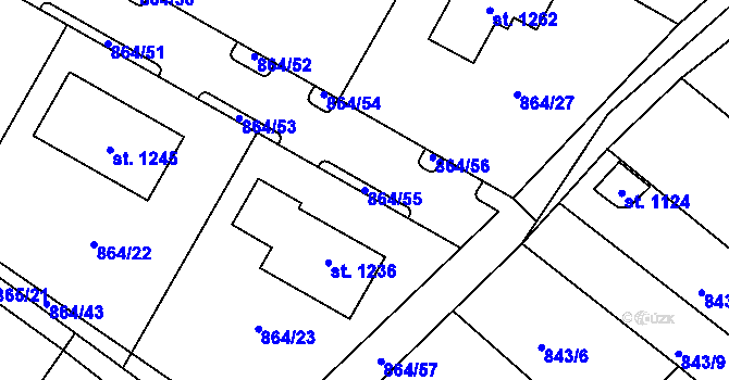 Parcela st. 864/55 v KÚ Luka nad Jihlavou, Katastrální mapa
