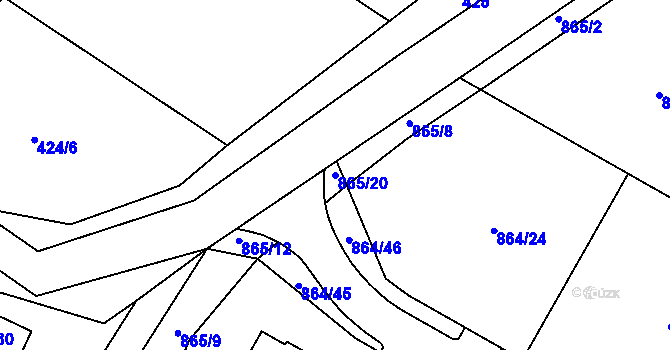 Parcela st. 865/20 v KÚ Luka nad Jihlavou, Katastrální mapa