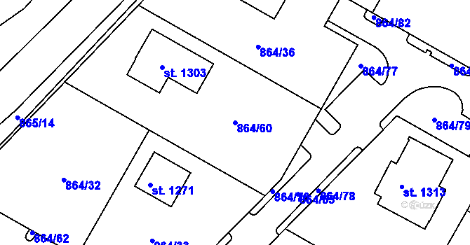 Parcela st. 864/60 v KÚ Luka nad Jihlavou, Katastrální mapa