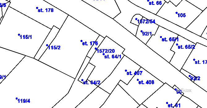 Parcela st. 64/1 v KÚ Luka nad Jihlavou, Katastrální mapa