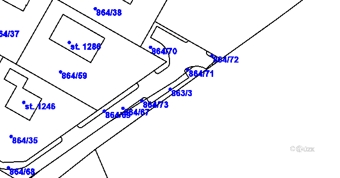 Parcela st. 863/3 v KÚ Luka nad Jihlavou, Katastrální mapa