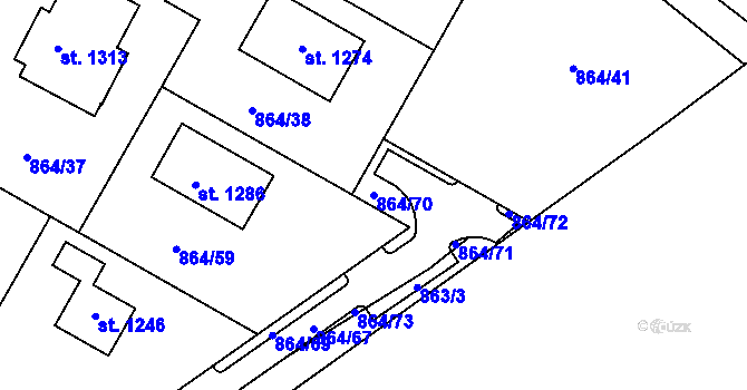 Parcela st. 864/70 v KÚ Luka nad Jihlavou, Katastrální mapa