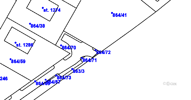 Parcela st. 864/72 v KÚ Luka nad Jihlavou, Katastrální mapa
